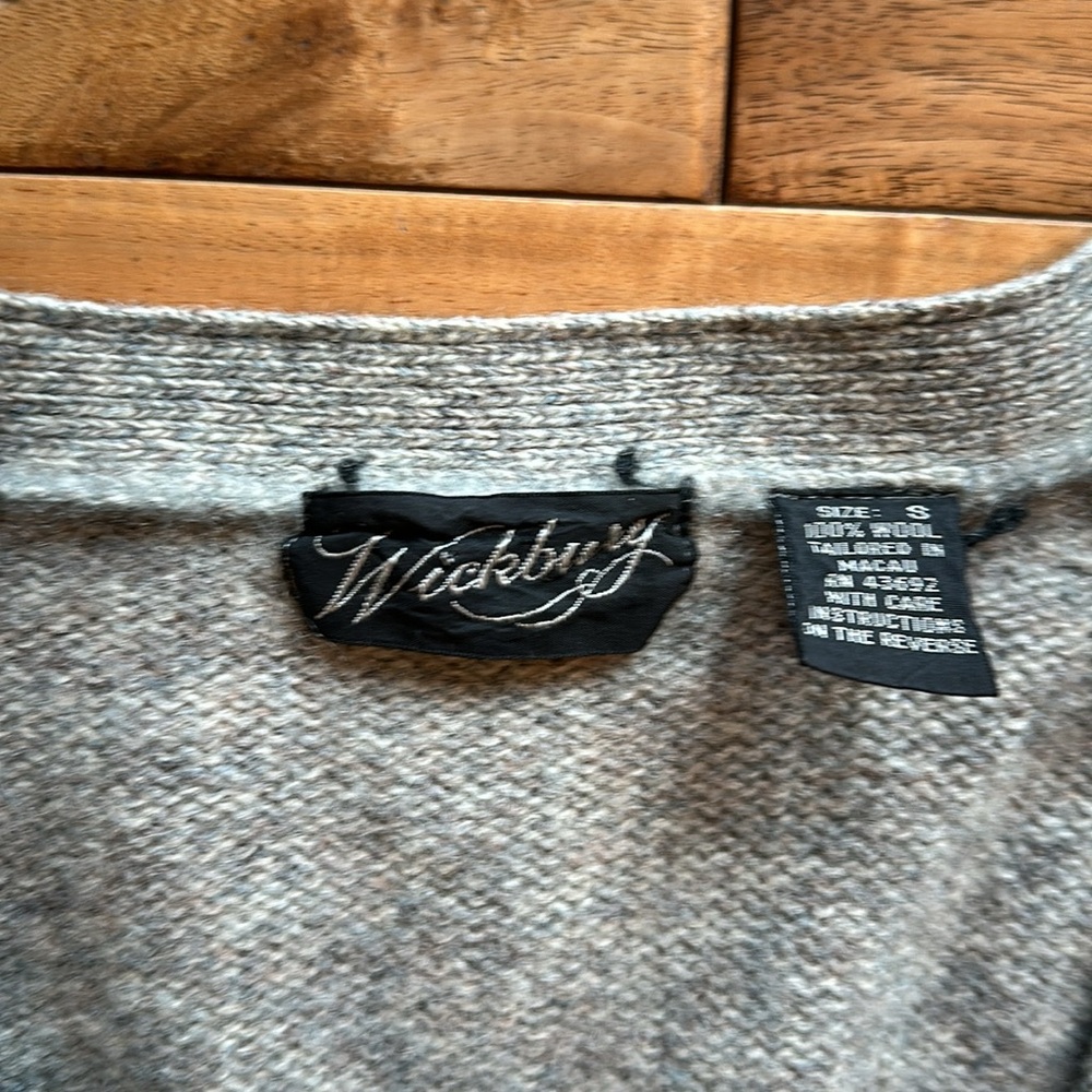 Vtg 60s Wickbury wool Gray Cardigan Sweater - Picture 2 of 4